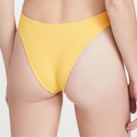 NWT Onia Chiara Ribbed High Cut Bikini Bottoms in Sun Yellow - Picture 3 of 7